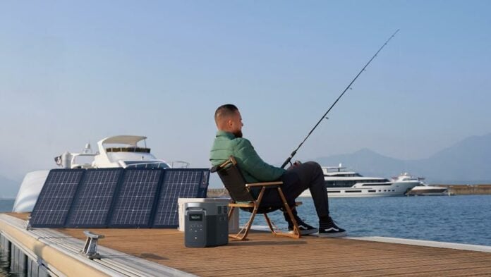 A man fishing by the sea