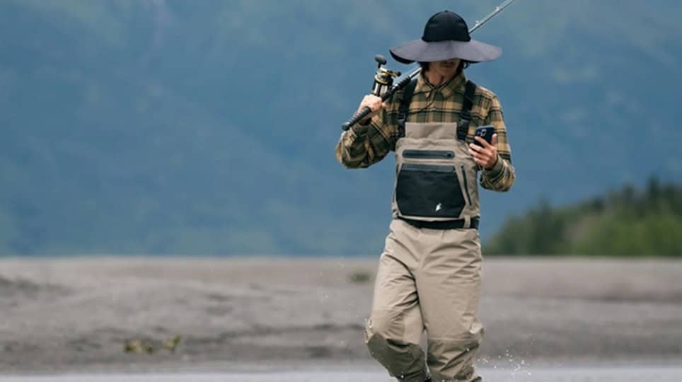 A man with EcoFlow hat go fishing