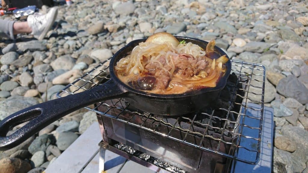 キャンプ すき焼き