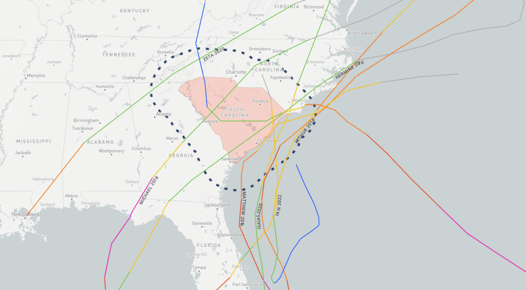 Hurricane Season in South Carolina from 2010 to 2022