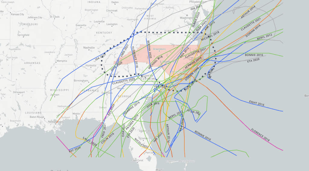 Hurricane Season in North Carolina from 2010 to 2022