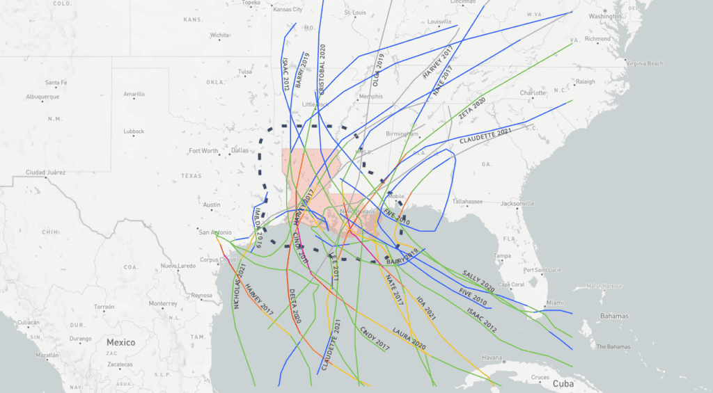 Hurricane Season in Louisiana from 2010 to 2022