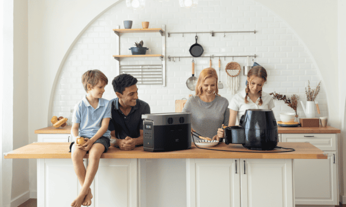 family with airfryer