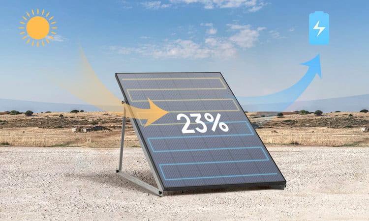 Solar panel converting sunlight into electricity
